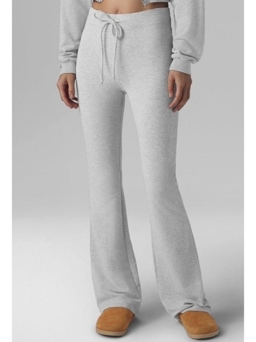 Alo Sway Bootcut Sweatpants Athletic Heather Grey High-Rise Waist Flared Sweats